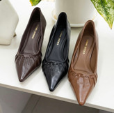 کفش مجلسی پاشنه سه سانت زنانه برند یونای رنگ مشکی-قهوه ای کد45-Un