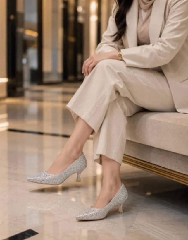 کفش نگینی مجلسی زنانه رنگ مشکی ،نقره ای کدma-67